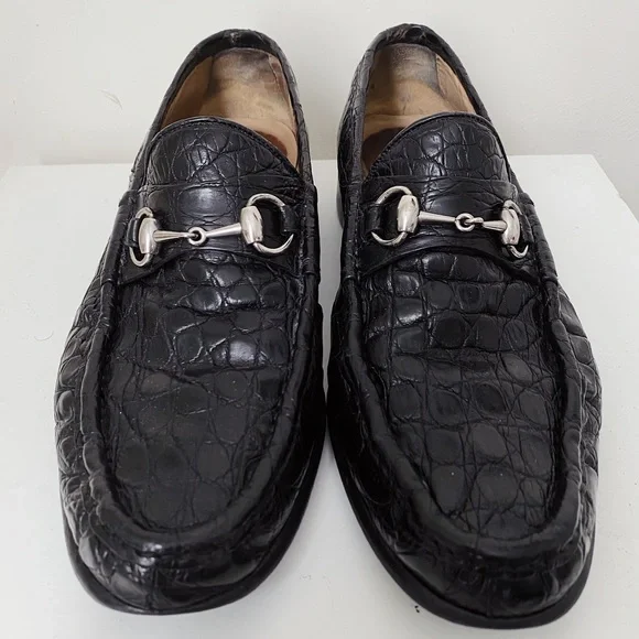 Gucci 1953 Classic Black Alligator Skin Silver Horsebit Loafers 41.5 G 8.5 9 US GUCCI - Horsebit 1953 moccasins | Leam Roma - Luxury  main image 2